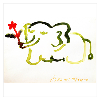 ช้างสีเขียวชูดอกไม้
